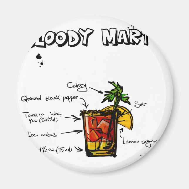 Bloody Mary Cocktail Recipe Magnet (Front)