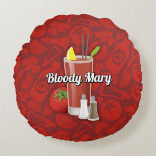 Bloody Mary Cocktail Round Cushion