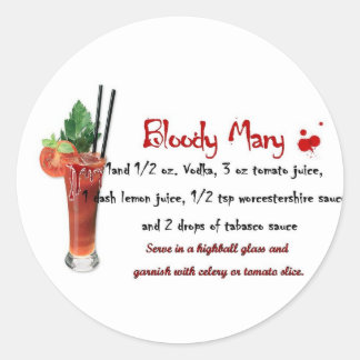 Bloody Mary Drink Recipe Classic Round Sticker