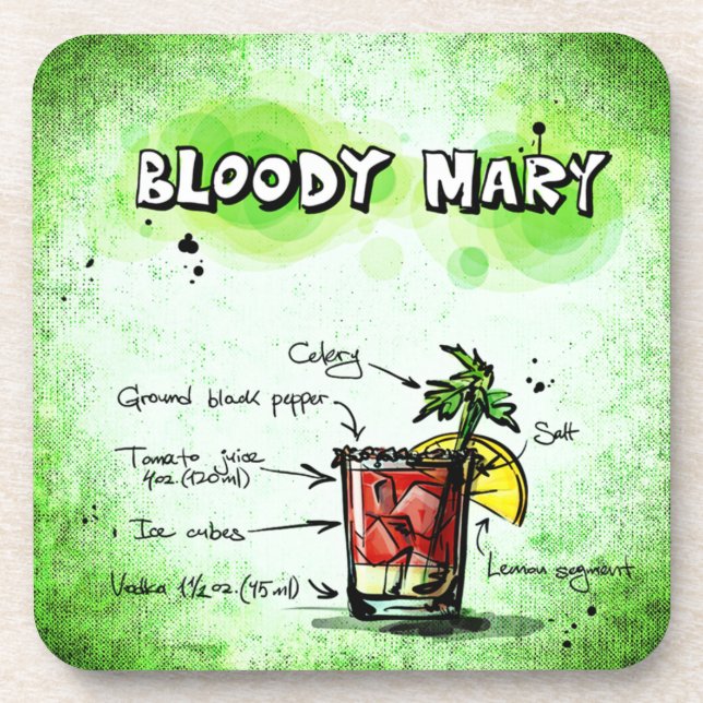 Bloody Mary Drink Recipe Coaster (Front)