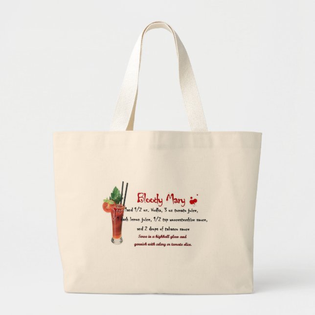 Bloody Mary Drink Recipe Large Tote Bag (Front)