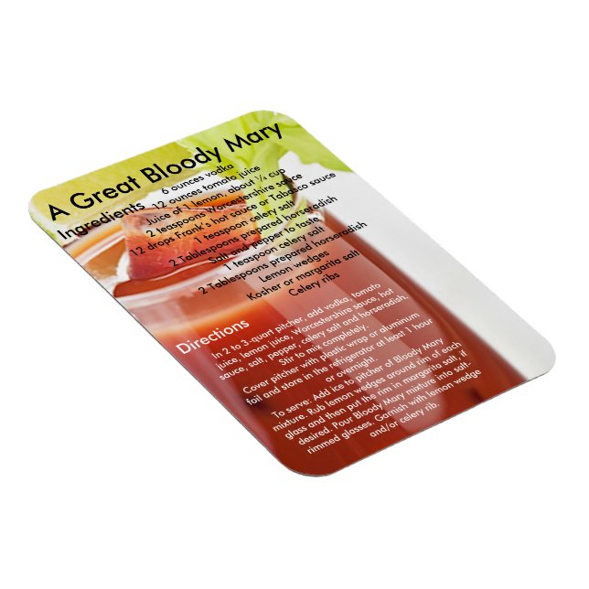 Bloody Mary Drink Recipe Magnet (Right Side)