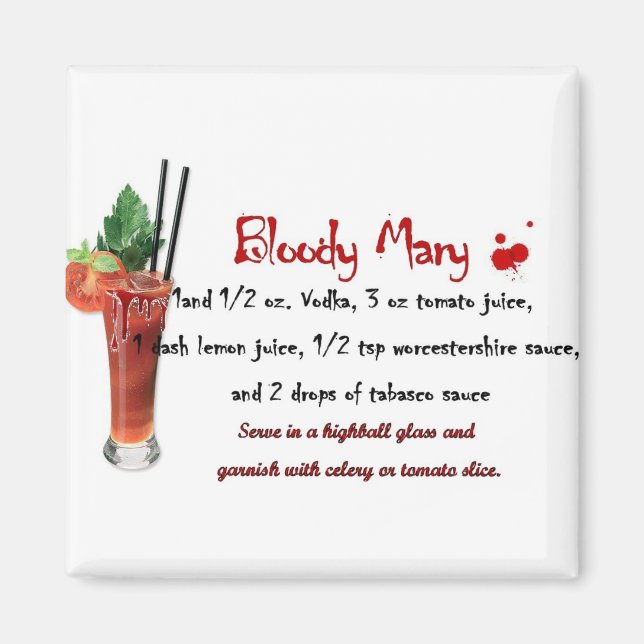 Bloody Mary Drink Recipe Magnet (Front)