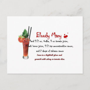 Bloody Mary Drink Recipe Postcard
