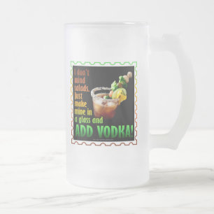 BLOODY MARY, LOADED UP WITH BOOZE FROSTED GLASS BEER MUG