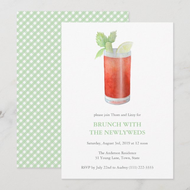 Bloody Mary Newlywed Hangover Brunch post wedding Invitation (Front/Back)