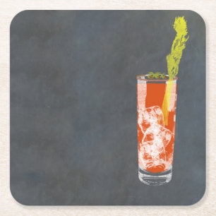 Bloody Mary or Bloody Caesar Square Paper Coaster