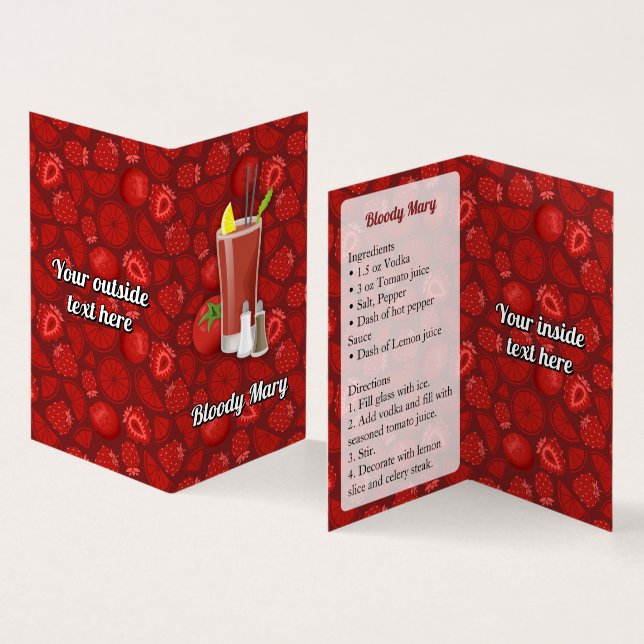 Bloody Mary Recipe Business Card (Inside and Outside)