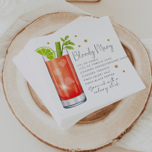 Bloody Mary Recipe Cocktail Napkin (Creator Uploaded)