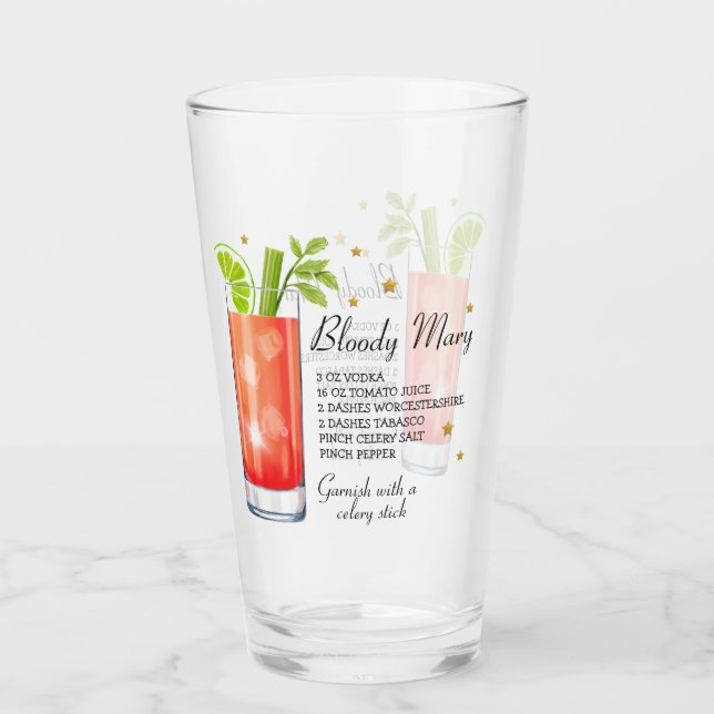 Bloody Mary Recipe Glass (Personalise It) (Back)
