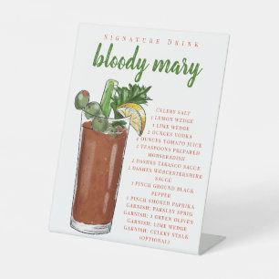 Bloody Mary Recipe Signature Drink  Pedestal Sign