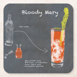 Bloody Mary Recipe Square Paper Coaster