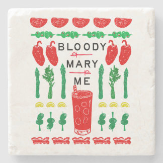 Bloody Mary Stone Drink Coasters - Linocut
