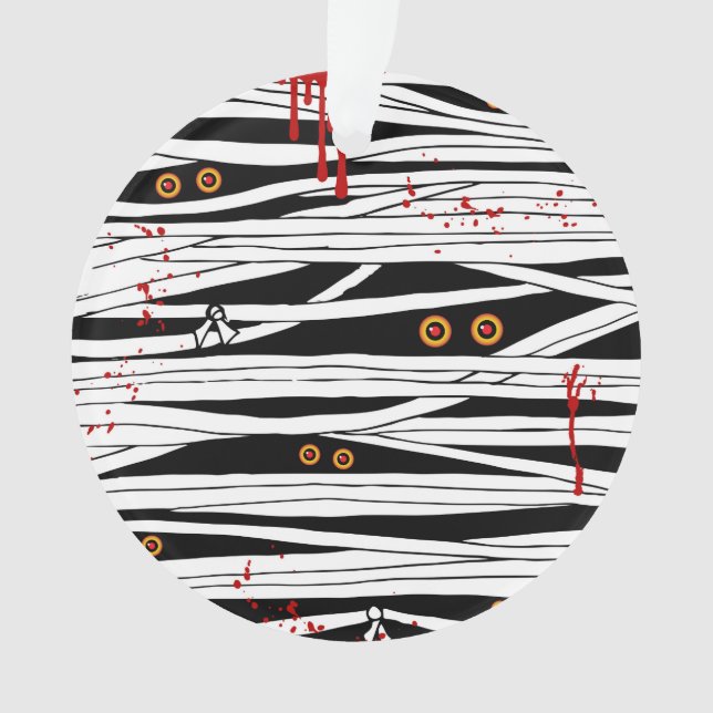 Bloody Mummy Bandages and Creepy Eyes Halloween Ornament (Front)