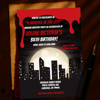 Bloody Murder in the City Murder Mystery Party Invitation