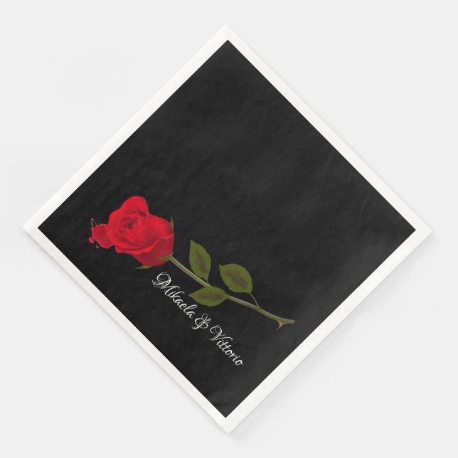Bloody Rose Elegant Black Gothic Wedding Napkin (Corner)