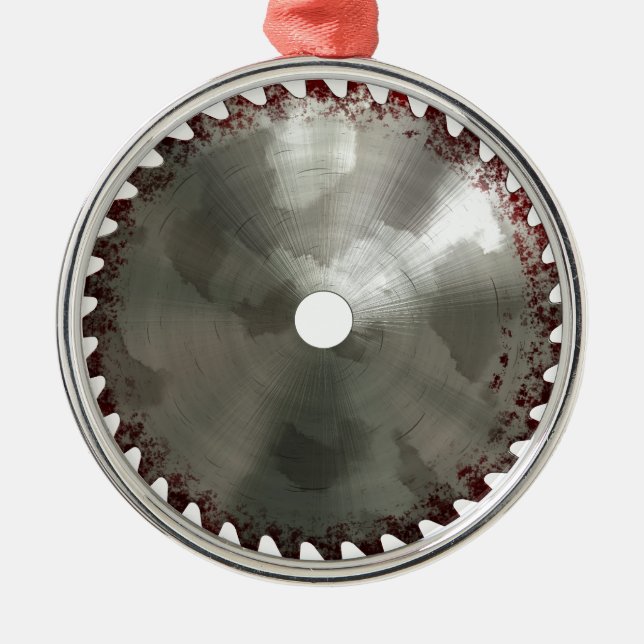 Bloody Saw Blade Metal Tree Decoration (Front)