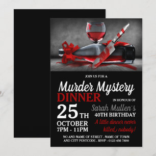 Bloody Scene, Murder Mystery Birthday Dinner Invitation