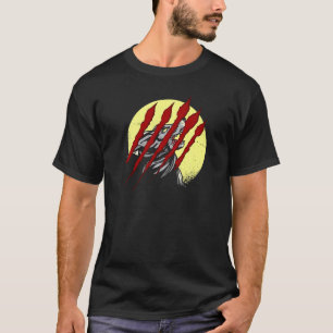 Bloody Scratches Full Moon Howling Wolf Werewolf T-Shirt