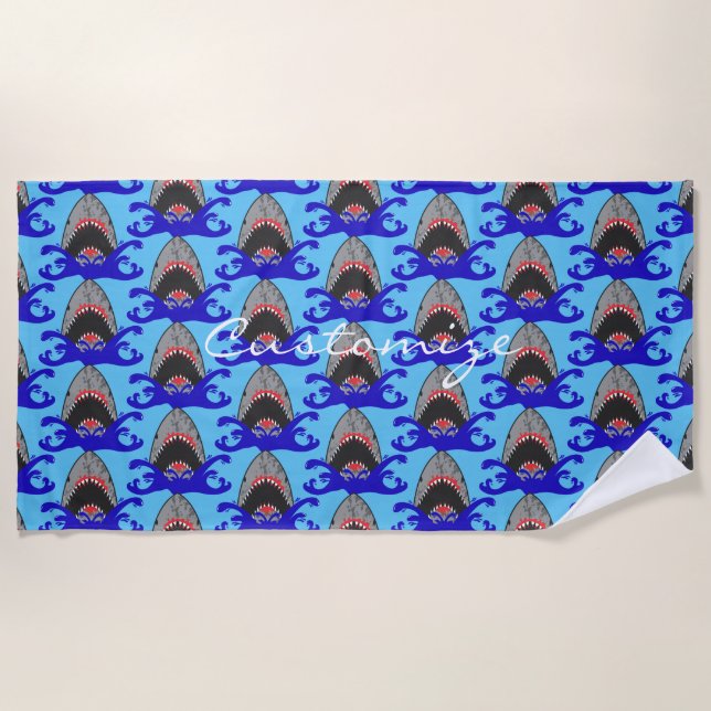 Bloody Shark Jaws Thunder_Cove Beach Towel (Front)