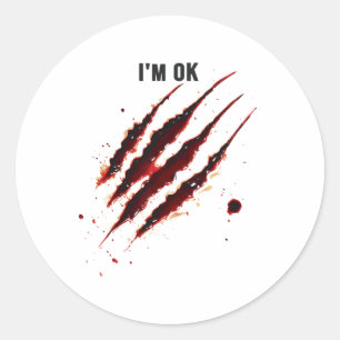 Bloody Shirt I'm Ok Blood Splatter Ripped Funny Ha Classic Round Sticker