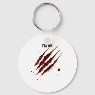 Bloody Shirt I'm Ok Blood Splatter Ripped Funny Ha Key Ring