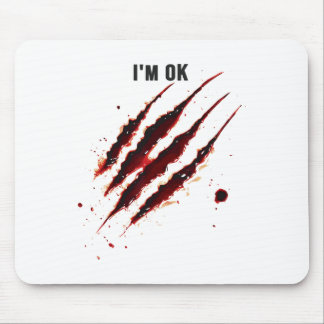 Bloody Shirt I'm Ok Blood Splatter Ripped Funny Ha Mouse Mat