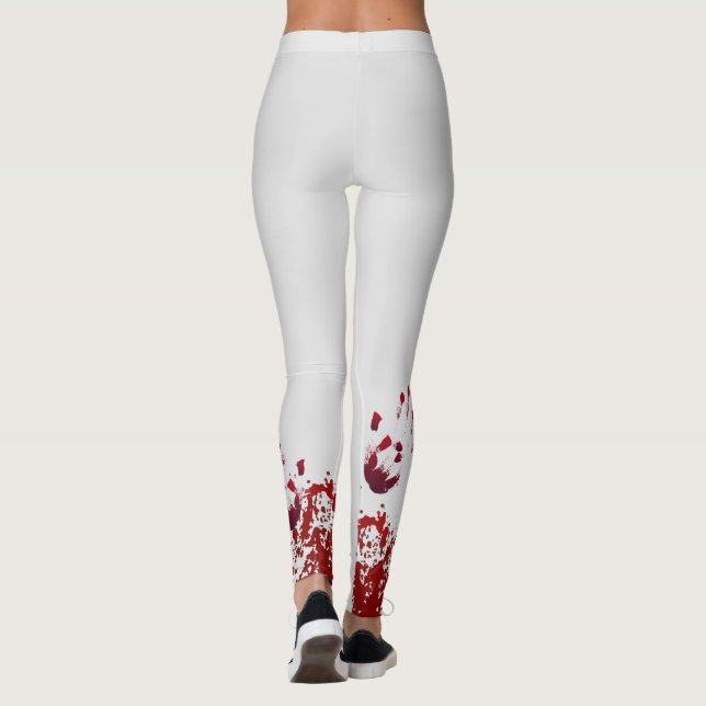 Bloody Splatter with Bloody Hands Grabbing Legs Leggings (Back)