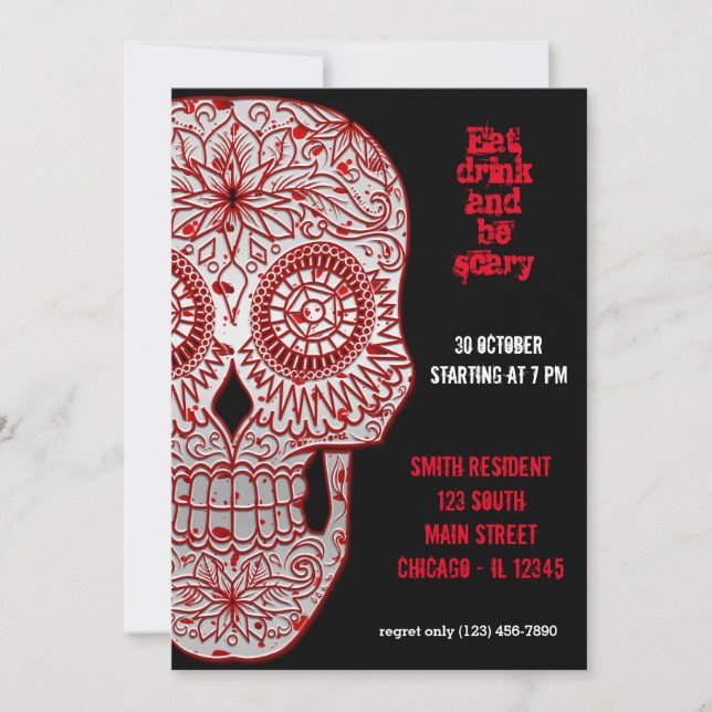Bloody Sugar Skull Invitation (Front)