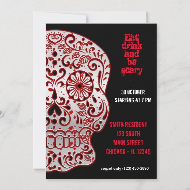 Bloody Sugar Skull Invitation (Front)
