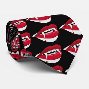 Bloody Vampire Mouth and Fangs Creepy Halloween Tie