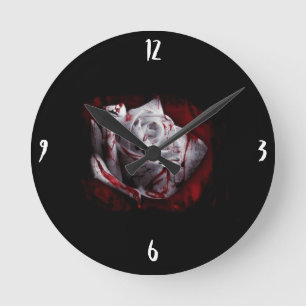 Bloody White Rose Round Clock