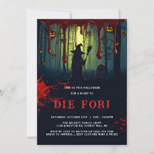 Bloody Witch A Night To Die For Halloween Party  Invitation