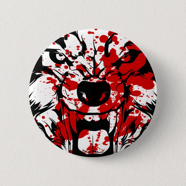 Bloody Wolf 6 Cm Round Badge (Front)