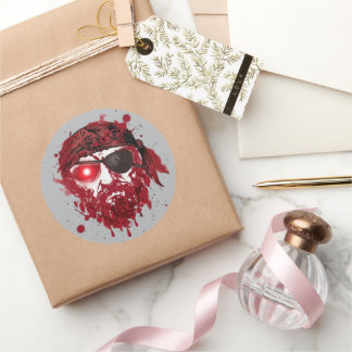 Bloody Zombie Pirate Eye Patch Round Stickicker Classic Round Sticker