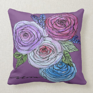 Bloom 4 Roses (purple) Cushion