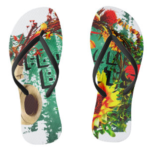 Bloom and Grow Botanical Garden Elegance Canvas. Flip Flops