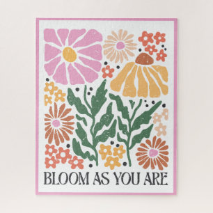 Bloom As You Are Boho Floral Inspirational Quote Jigsaw Puzzle