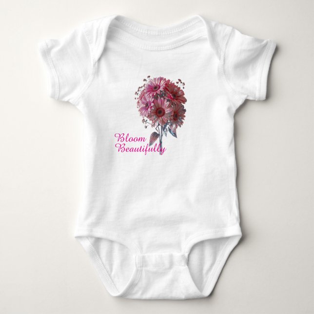 Bloom Beautifully Floral Baby Bodysuit (Front)