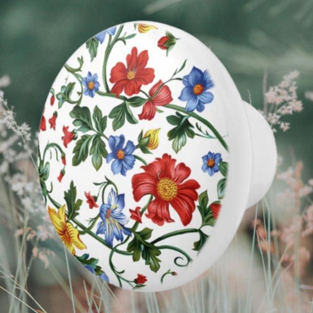 Bloom Boldly | Colourful Floral Ceramic Drawer Pul Knob (Creator Uploaded)