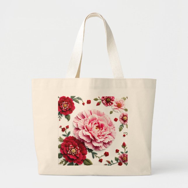 Bloom Boldly The Carnation Jumbo Tote Birth Flower (Front)