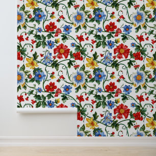 Bloom Boldly Vibrant Floral Botanical Pattern Wallpaper