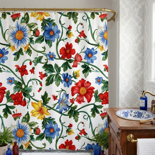 Bloom Boldly | Vibrant Floral Pattern Shower Curtain (Creator Uploaded)