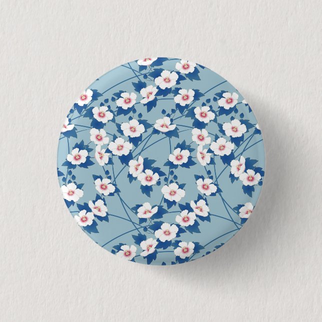 Bloom Botanic Floral Soft Blush 3 Cm Round Badge (Front)