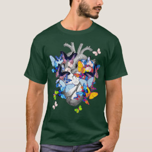 Bloom Butterflies Heart Human Anatomy T-Shirt