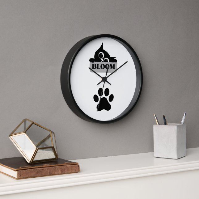 Bloom Cat Wall Clock – Cute Floral Cat Design (Office)