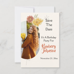 Bloom & Celebrate Floral Birthday Party Save The Date