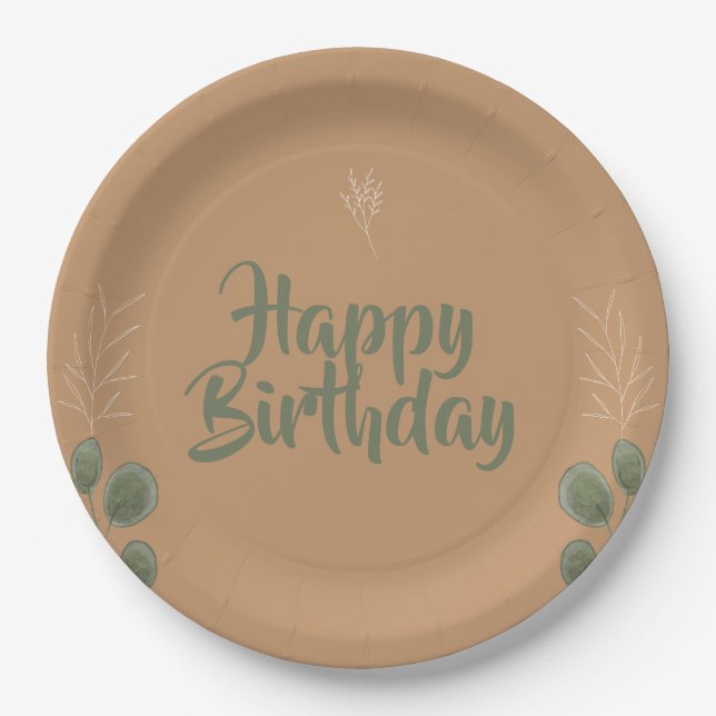 Bloom & Celebrate Floral Happy Birthday Paper Plate (Front)