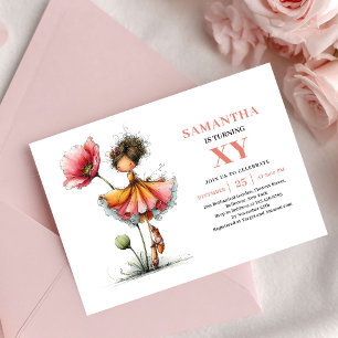 Bloom Fairy Girl Birthday Floral Pink invitation