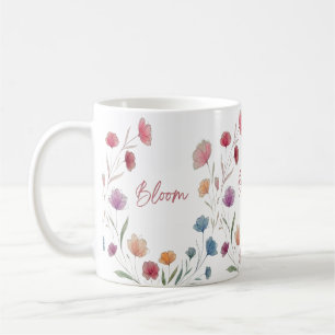 Bloom Floral Soft Pastel Botanical Inspirational  Coffee Mug